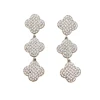 Spring's new four-leaf clover earrings, slightly inlaid zircon high-end tassel earrings, are fashionable, versatile and simple accessories Item Picture